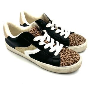 Leopard block print sneakers
